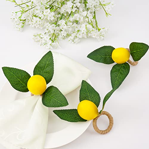 Framics Lemon Napkin Rings Set Of 8, Summer Farmhouse Napkin Rings For Wedding, Dinner Party, Banquet, Birthday, Table Decoration #TOP5