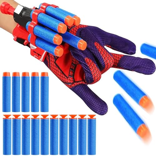 Aofentop Spider Shooter Toy - Web Shooters for Kids Super Hero Toys with Spider Gloves Launcher Wrist Toys Set 2 Kinds Soft Bullets for Boys Girls