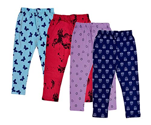 Image of IndiWeaves Girls Printed 3 /4 Length Capri Pants (Pack of 4) Sky Blue,Magenta,Purple,Blue