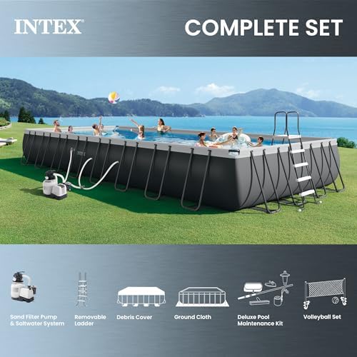 INTEX 26377EH Ultra XTR Deluxe Rectangular Above Ground Swimming Pool Set: 32ft x 16ft x 52in – Includes 2650 GPH Sand Filter Pump – Saltwater System – SuperTough Puncture Resistant – Rust Resistant - 4