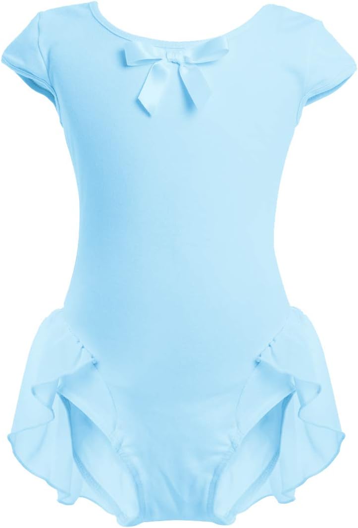 OBEEII Toddler Kid Girl Cap Sleeve Ballet Dress High Low Skirted Leotard Ballerina Gymnastic Dancewear Activewear Costume