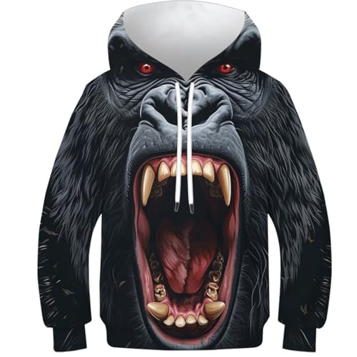 Sweat-shirt manches longues gorille 3D pour garçon de 11 à 13 ans