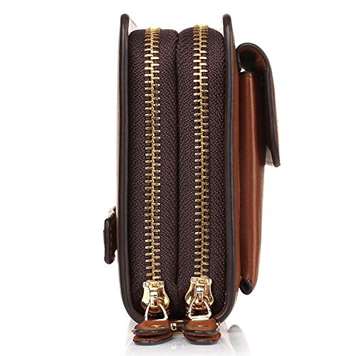 Mens Large Long Leather Clutch Hand Bag Wallet Purse Travel Passport Business Cell Phone Holster Credit Card Holder Case for Dad Husband (Brown)