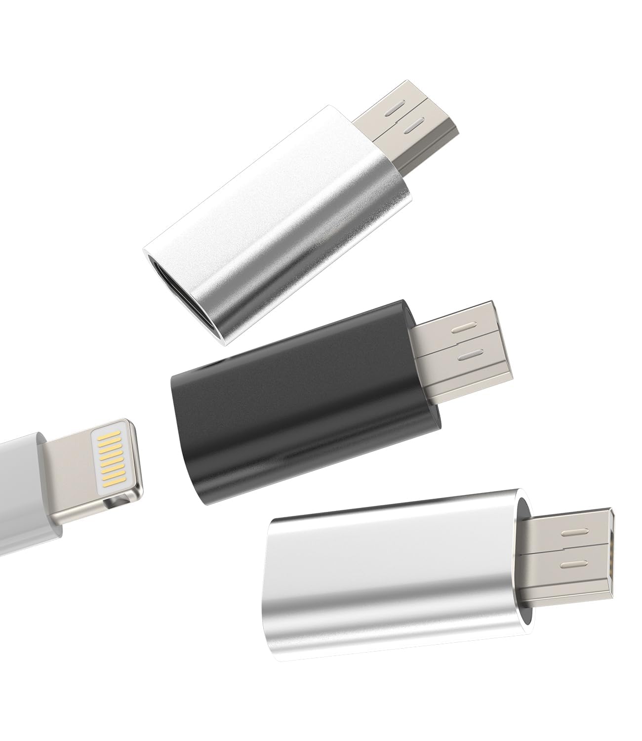 Micro USB to Lightning Adapter (3 Pack) Male to Female Connector Charging Cable for Android for Z5 Premium Compatible with Samsung Galaxy S7 Active S6 Edge+ Note5 Note4