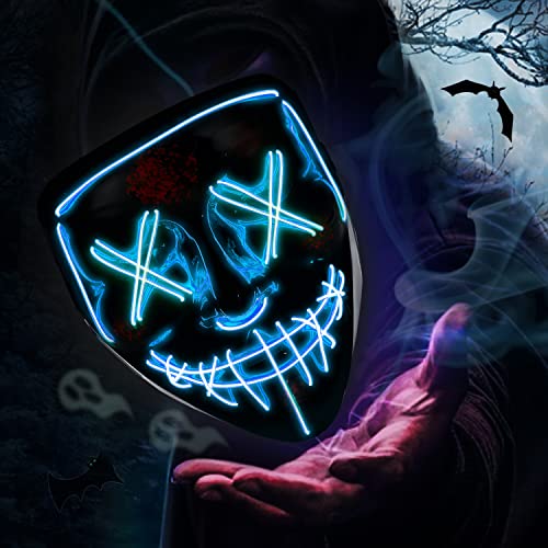 Heytech Halloween Mask Purge Led Mask For Festival Halloween Scary Party,Costume Cosplay ,Gifts (Blue) #TOP4
