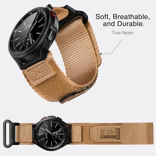 Nereides Band Compatible with Samsung Galaxy Watch 7 6 5 4 40mm 44mm/ Watch 6 4 Classic/Watch 5 Pro/Watch 3 Classic 41mm/Active 2, 20mm Nylon Replacement Sports Strap for Men Women(Light Brown,L) by Nereides - Image 3