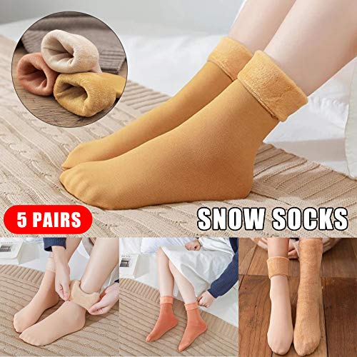 5 pares de meias femininas quentes de inverno meias femininas para neve mais meias de veludo espessa