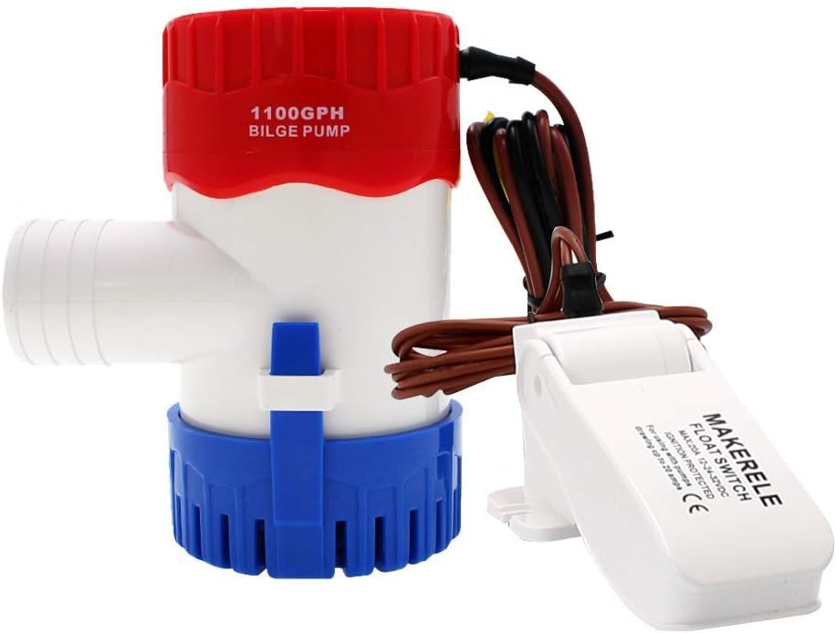 MAKERELE Submersible Boat Bilge Water Pump 12V 1100GPH with Automatic Boat Bilge Pump Float Switch 12V 24V 32V