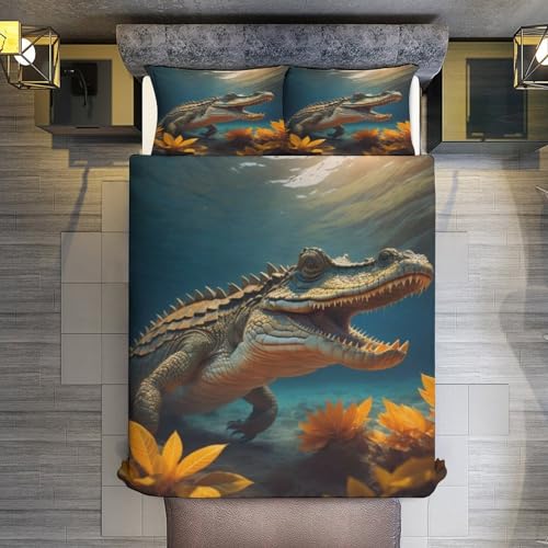 Housse de couette crocodile en microfibre douce anti-plis taille King - 5