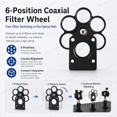 Rueda de filtros telescopio 6 posiciones con portafiltros coaxial SM1 de 25.4mm 3