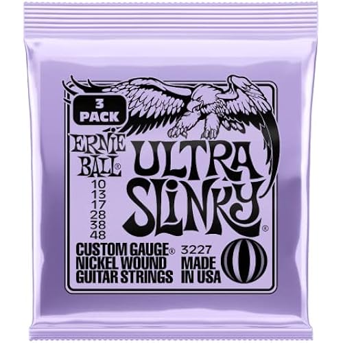 Ernie Ball Ultra Slinky Nickel Wound Electric Guitar Strings 3-pack, 10-48 Gauge (P03227)