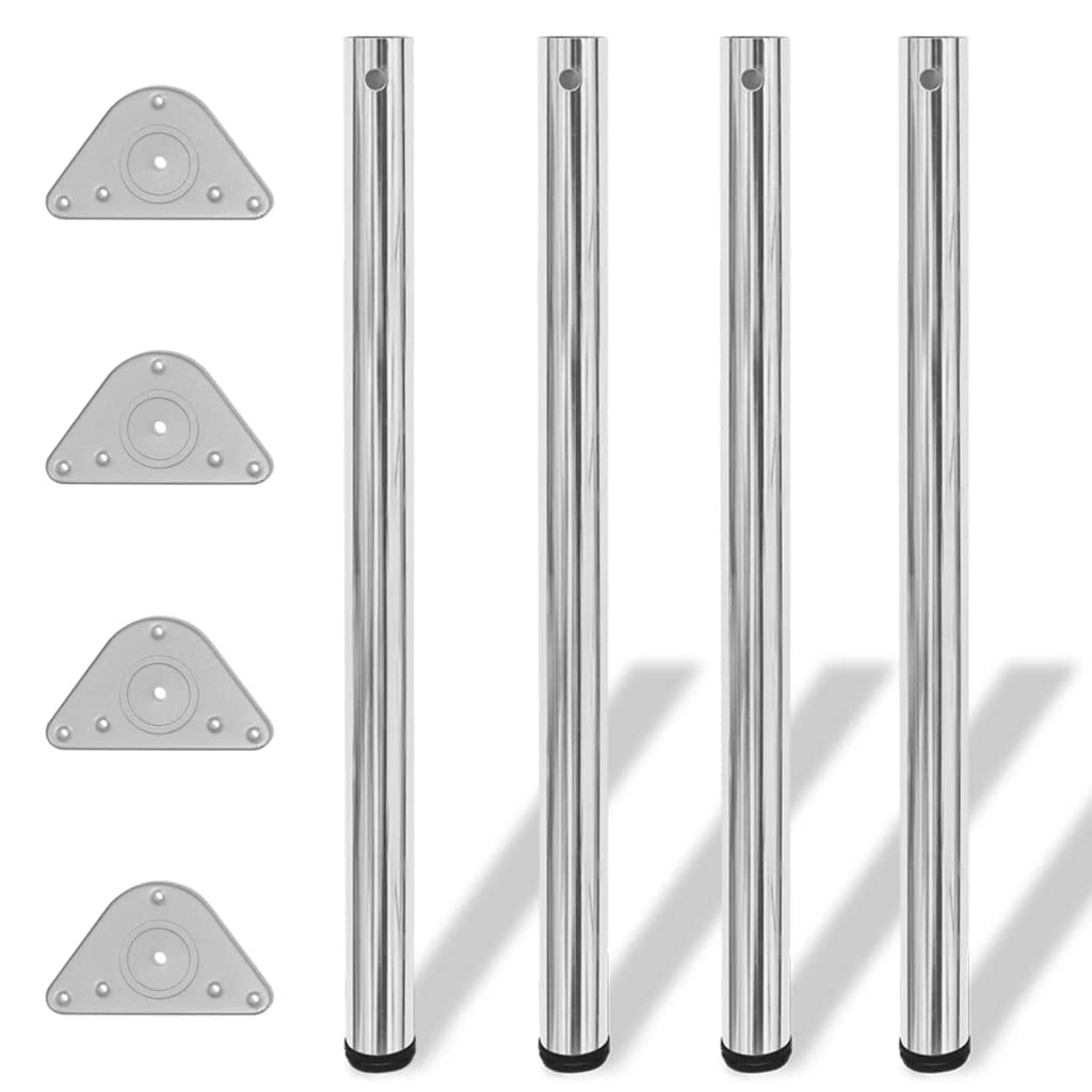 Juego de 4 patas para muebles de altura regulable, cromadas, 870 – 880 mm, diámetro del tubo de hierro de 60 mm, diseño moderno, resistente y duradero para cocina, mesa de oficina, mesa