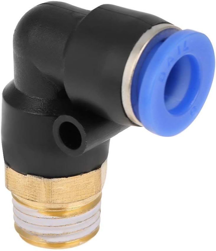 WALFRONT 10 pcs Push In Joint Pneumatic Connector 90 Degree Male Thread Quick Fittings Push to Connect Lock Elbow Pipe L Shape with Oval Ring Air Fitting 8mm x 1/4" PT