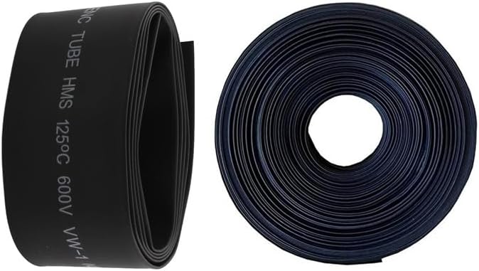2x 30mm & 25MM 2:1 Black Polyolefin Insulation Heat Shrink Tubing 1M - (Color: Black)