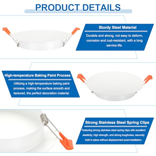 PATIKIL 120mm / 4.7" Diameter Metal Ceiling Hole Cover Plate, Downlight Hole Trim Wall Mount Decorative Cap Access Panel for 3.6-4.2inch Round Ceiling and Wall Openings, Matte White by PATIKIL - Image 4