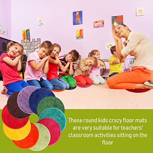 10 Pieces Kids Crazy Carpet Circle Seats 18 Inch Rainbow Round Floor Rug Mats Soft Warm Colorful Floor Cushions For Home School Classroom Story Time Group Activity Spot Marker Play Areas #TOP1