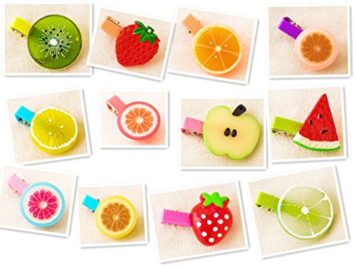 Yunko 12 PCS Lovely Fruit hairpin Small Hair Clip for Birthday Party