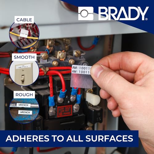 Brady Self-Laminating Vinyl Pre-Sized Labels for Label Printer BMP41/BMP51/BMP53/M511-260 Self Adhesive Printer Labels - Black on White, Transparent (25,40 mm (W) x 25,40 mm (H)) - M4-49-427 by Brady - Image 6