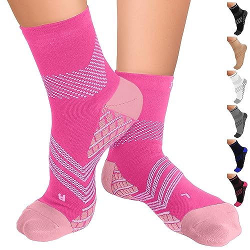 TechWare Pro Plantar Fasciitis Socks – Therapy Grade Cushion Ankle Compression Socks Women & Men. Ankle Brace & Arch Support (Pnk/Wht Small) by TechWare Pro - Used condition - US$9.59