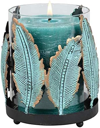 Black Forest Décor Turquoise Feather Candle Holder
