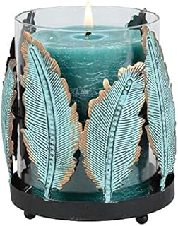 Black Forest DÃ©cor Turquoise Feather Candle Holder