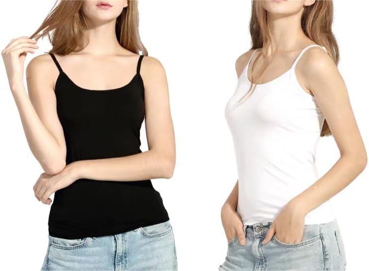 Women's Camisole Modal Tank Top Spaghetti Strap Undershirt, Pack of 2 - Image 4