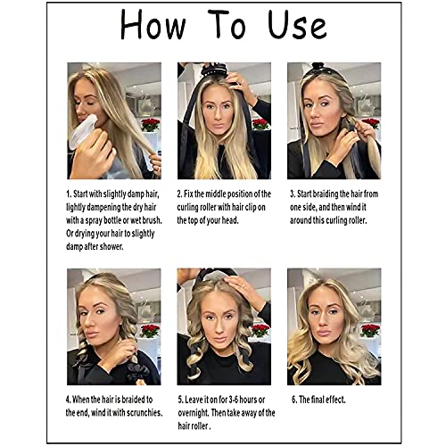 Foto von Lockenwickler Locken Ohne Hitze, New Heatless Curls Band, Rutschfest Heatless Seidenhaar Lockenwickler mit Haarnadel, Wave Formers über Nacht, Hair Curler no Heat Frisurenset, für Lange Haar (Rosa)