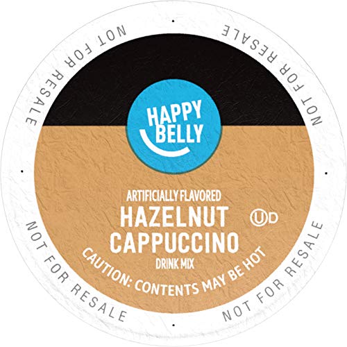 Amazon Brand - Happy Belly Light Roast Cappuccino Coffee Pods, Hazelnut Flavored, Compatible With K-Cup Brewers, 24 Count #TOP3