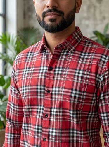 Image of NoseQueen Men's Premium Checked Casual Shirt | Regular Fit Full Sleeve Cotton Shirt for Men | Smart Casual Check Shirt