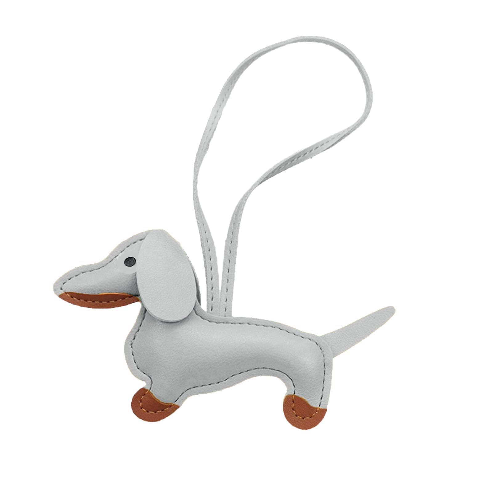 Baodss Small Dachshund Dog Keychain Pendant Lovely PU Leather Animals Keyring Charm for Purse Bag Backpack Handbag