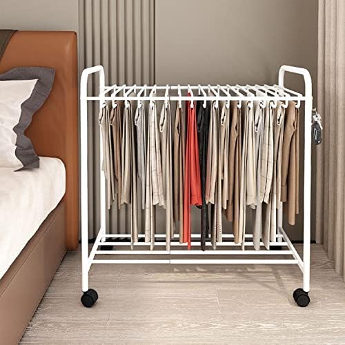Telescopic Rolling Pants Hanger - Space-Saving Closet Organizer for Jeans, Skirts & Trousers - Adjustable Floor Standing Rack for Efficient Storage & Easy Access