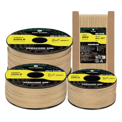 Kamu Synber Paracord 2mm 3 Strands 50ft Nylon Rope Type I Cord