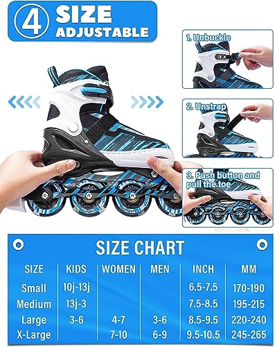 Ecoo Adjustable Inline Skates Boys And Girls With Light Up Wheels,Roller Skates For Kids Ages 4-12 thumb #2