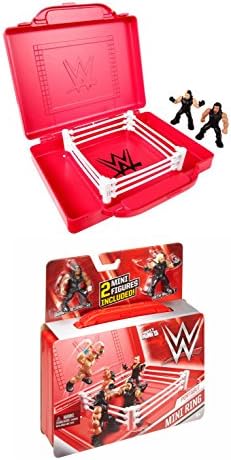 WWE Mighty Minis 2 Piece, Roman Reigns & Seth Rollins Figures & Portable Ring Play Set with Bonus (1) Blind Mighty Mini Figure