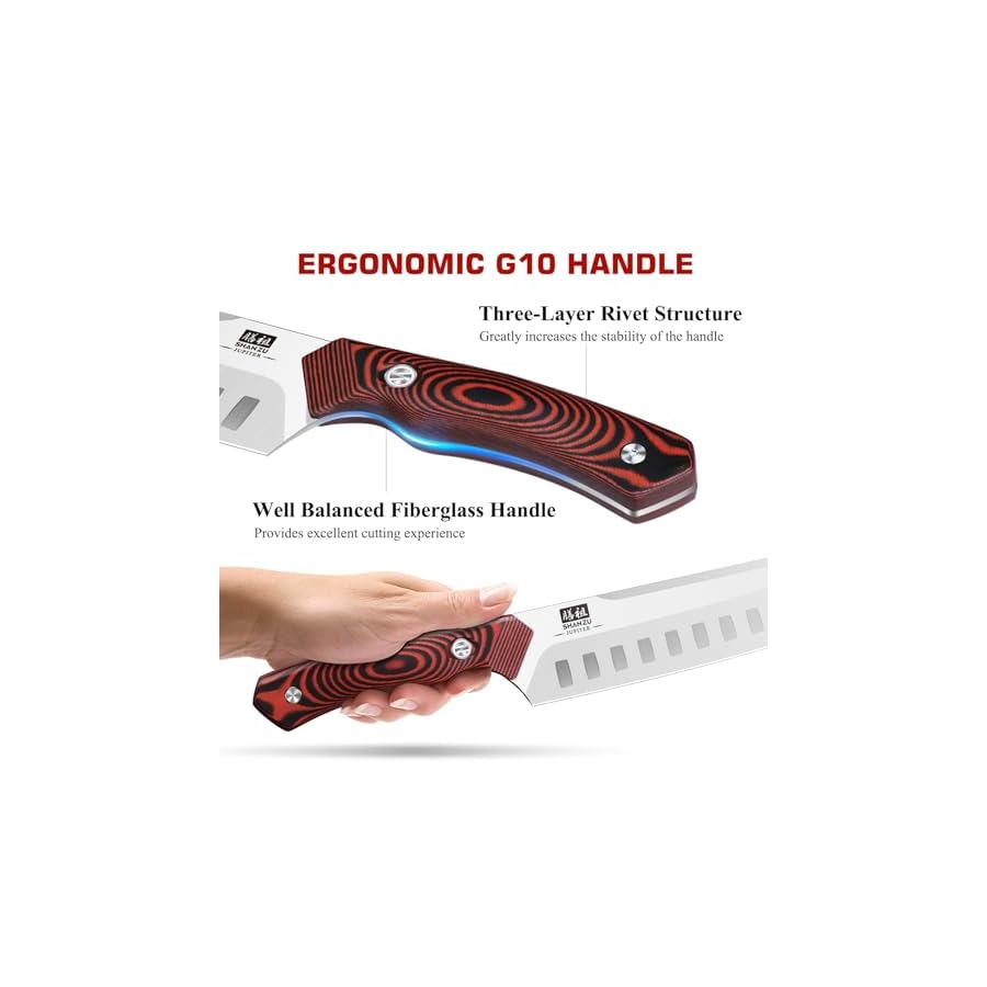 SHAN-ZU-Kitchen-Knife-Swedish-Steel-14C28N-Santoku-Knife-High-Class-Professional-Europe-Style-7-inch-Cooking-Meat-Vegetable-Kitchen-Knives-Ultra-Sharp-Chef-Knife-with-Upgraded-Two-tone-G10-Handle SHAN ZU Kitchen Knife, Swedish Steel 14C28N Santoku Knife High-Class Professional Europe Style 7 inch Cooking Meat Vegetable Kitchen Knives, Ultra Sharp Chef Knife with Upgraded Two-tone G10 Handle