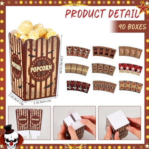 Image of Weekgrat 90 Pcs 9 Styles Halloween Creepy Popcorn Boxes Cardboard Popcorn Bags Snack Boxes Spooky Treat Bags for Candy Biscuits Party Favors