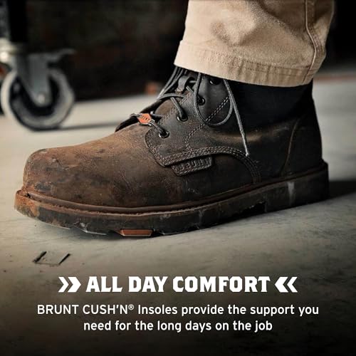 BRUNT Sullivan (Comp Toe) - Men’s Size 10, Dark Brown - 6' Waterproof Composite Toe Work Boot - EH Rated - Slip + Oil Resistant - Heat-Resistant Sole - 90-Degree Defined Heel - Adjustable