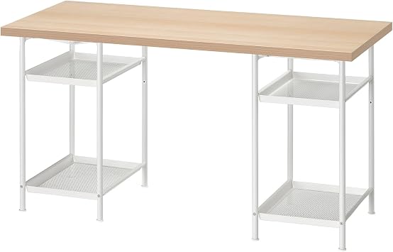 LAGKAPTEN Ragcapten/SPAND Spend Desk - White Stain Oak Tone/White 55x24 Inch 295.638.53