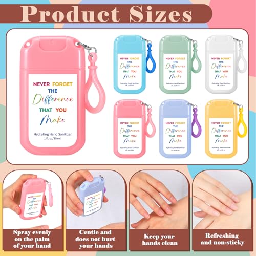 12 Pack Mist Hand Sanitizer Spray with Keychain Power Mini Hand Sanitizer Bulk Travel Size 1oz Scented Moisturizing Variety Pack Back to School Teacher Gift Staff Positive Employee Gift(Thank You) - Image 3