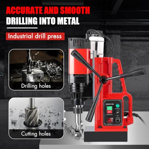 Image of Mag Drill Press, 1550W Power Magnetic Drill Presses, 2″ Boring Diameter, 500 RPM, 10 Speed for Industrial & Home Improvement