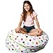 SMART WALLABY 2 Sizes in 1 Large Bean Bag Stuffed Animal Storage | XL Jumbo Ottoman for Soft Toys, Plush Toys | Giant Pouf Organizer for Linens, Quilts, Pillows | 300 L. / 80 Gal. | 42" | Polka Dots