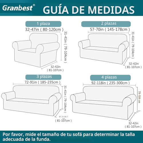 Miniatura 6 de Granbest Funda De Sofá De Alta Elasticidad, Moderna Funda De Sofá De Jacquard Elástico Para Salón, Protección Para Perros Y Mascotas, 3 Plazas, Gris