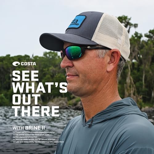 Image of Costa Del Mar Sunglasses For Men-Brine II Mens Polarized Sunglasses 580P 59 | Polarized Fishing Glasses with UV Protection - Costa Sunglasses for Boating, Beach & Driving - 580P, 59