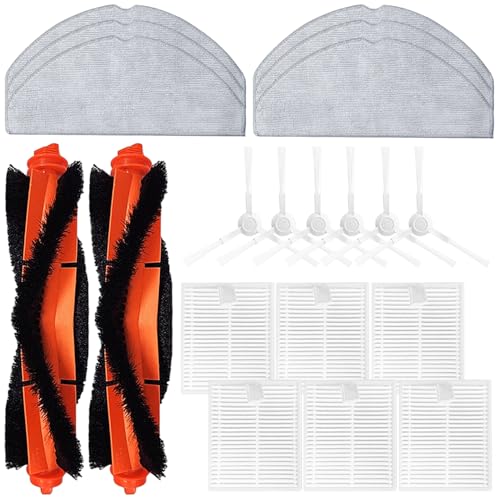 Replacement Kit Accessories Compatible with Xiaomi Robot Vacuum S20/D106 Parts 2 Main brush 6 Side brushes 6 HEPA Filter 6 Mop Cloth(20 pcs)