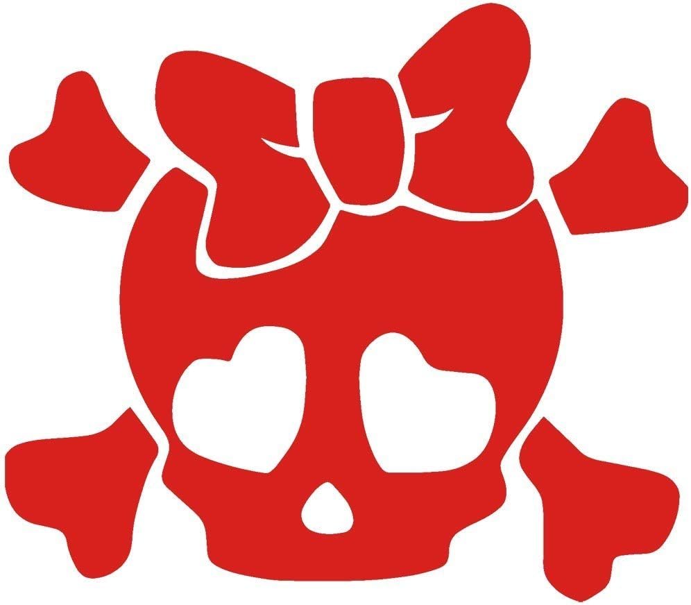 GIRLIE CUTE SKULL 5" (color: RED) Vinyl Decal Window Sticker for Cars, Trucks, Windows, Walls, Laptops, and other stuff.