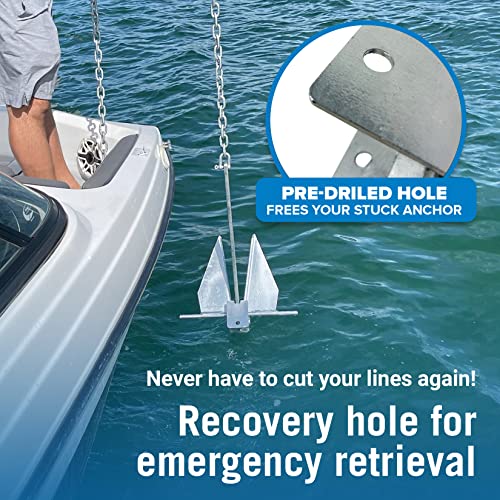 13Lb Heavy Boat Anchor Kit Fluke Anchor With Anchor Chain And Boat Anchor Rope Set For 20' - 32' Foot Including Boat Anchors For 21' And 25' Pontoon, Deck, Fishing, And Sail 100Ft Rope #TOP3