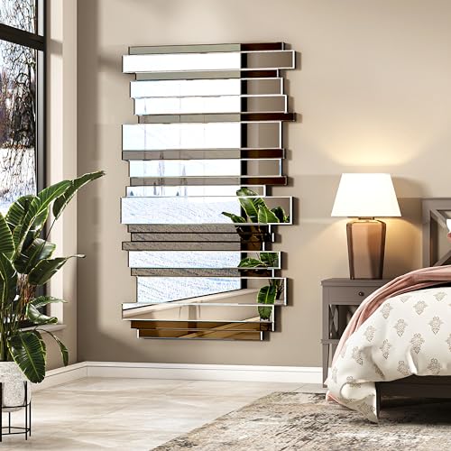 Decorative Mirrors for Wall Decor Large Mirrors for Wall Decor Living Room Silver Mirrors 27×55 inch (Gold Brown)