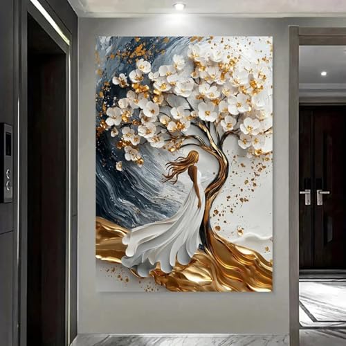 Affiches fleurs abstrait TONGYINLI tableau silhouette femme 80x120cm
