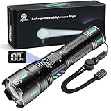 Jayxinli Torcia LED Potente Professionale, 1000000 Lumen Torcia LED Ricaricabile, 5 Modalità di Luce, Zoomabile Con display LCD di potenza, batteria ricaricabile da 5000 mAh