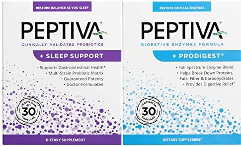 Peptiva Probiotic and Sleep Support 30 Count Digestive Enzyme 30 Count